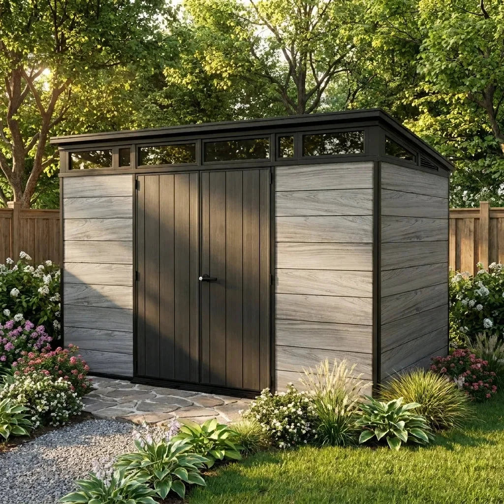 Keter Cortina 11x7ft Heavy Duty Plastic Garden Shed – Grey, Weatherproof Outdoor Storage