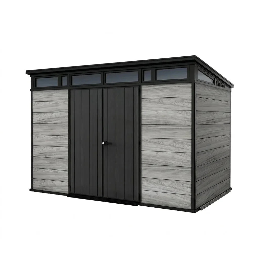 Keter Cortina 11x7ft Heavy Duty Plastic Garden Shed – Grey, Weatherproof Outdoor Storage